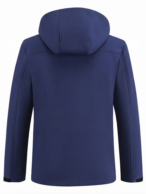 Ветровка мужская софтшелл виндстоппер с капюшоном спортивная темно-синего цвета 9617_1TS