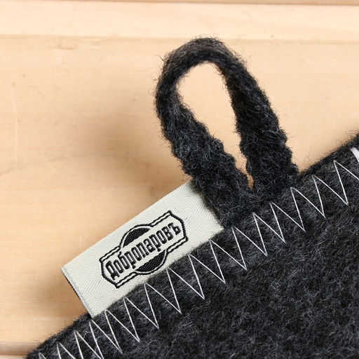 Рукавица для бани с вышивкой Люблю баньку, серая - Добропаровъ фото 3