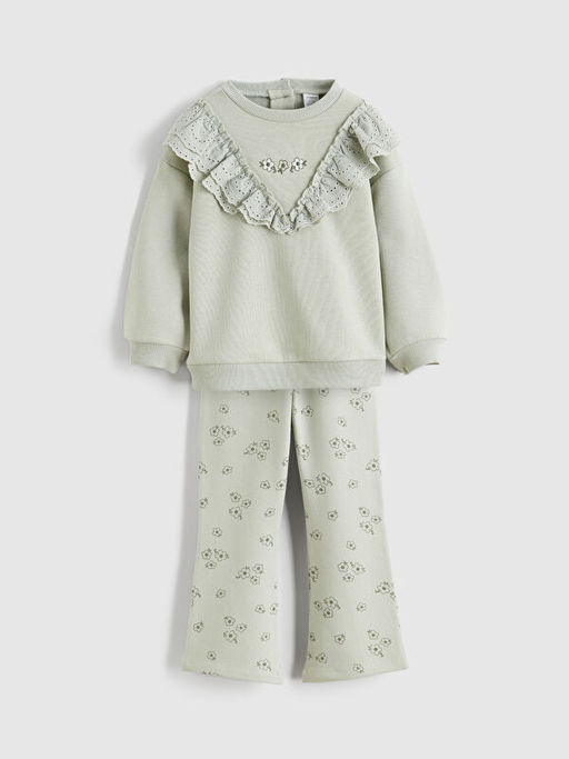 F?rf?rl? ?i?ekli K?z Bebek Sweatshirt ve Tayt