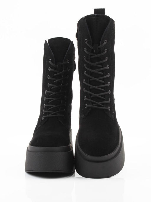 04-PAT225-2Z BLACK Ботинки зимние женские (натуральная замша, 100% шерсть)