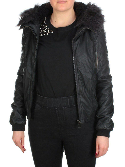 74051 BLACK Куртка зимняя женская NO NAME (200 гр. холлофайбер) - Фабричный китай фото 9