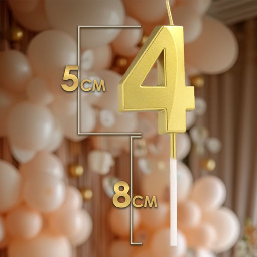 Цена за 2 шт. Свеча в торт на шпажке «Цифра 4», золотая, 5 см