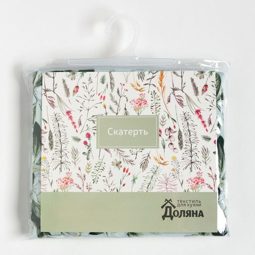 Скатерть Доляна Apple flowers 146х110 см, 100% хл, рогожка 164 г/м2  фото 5