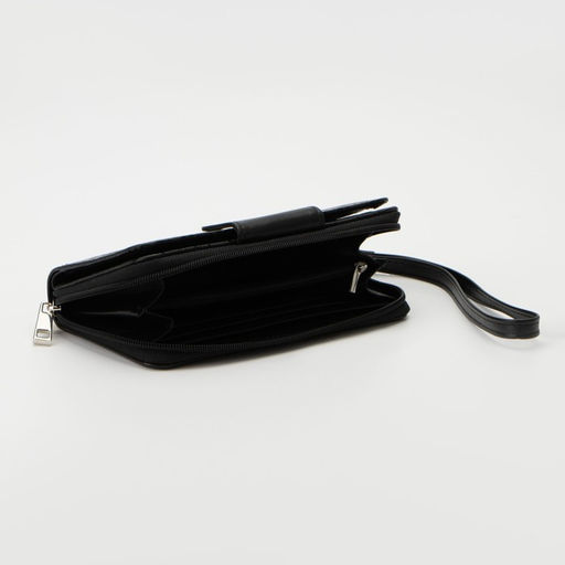 Кошелёк женский, 2 отдела на молнии, с ручкой, цвет чёрный - Textura фото 3