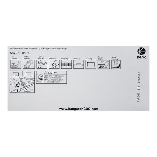 Степлер канцелярский №24-26/6, Kangaro DS-35, до 30 листов, металлический, МИКС
