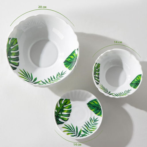 Столовый сервиз Доляна «Лист папоротника», 37 предметов, стеклокерамика, белый