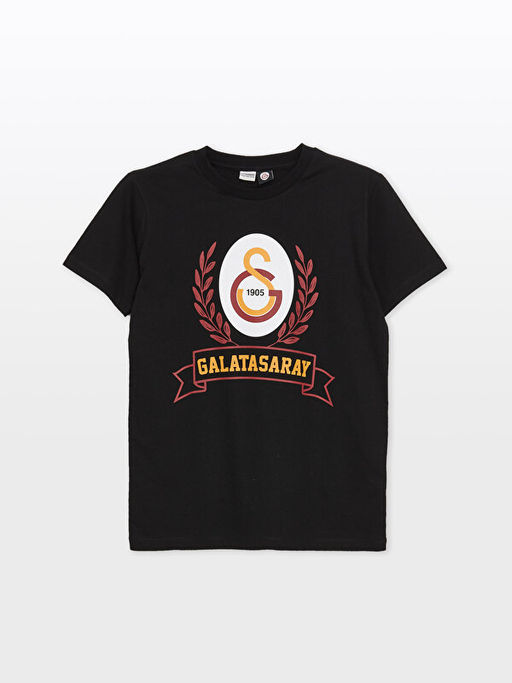 Bisiklet Yaka Galatasaray Bask?l? K?sa Kollu Erkek ?ocuk Ti??rt ve ?ort - Waikiki фото 2