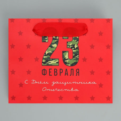 Цена за 3 шт. Пакет подарочный ламинированный, упаковка, «С 23 февраля», S 15×12×5.5 см