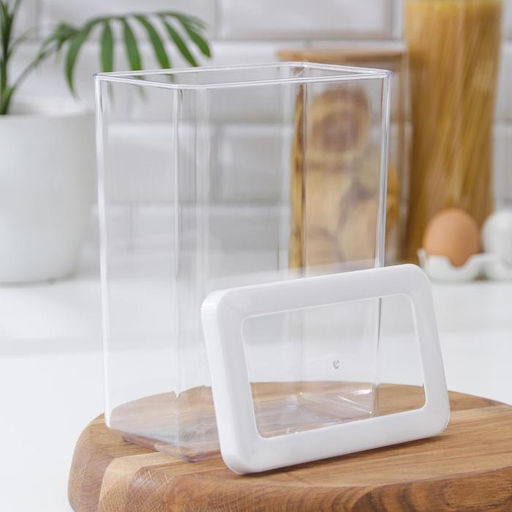 Банка для хранения сыпучих продуктов IDEA «Степ», 2.5 л, 16×10×21 см, пластик, крышка белая