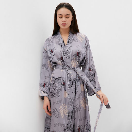 Халат домашний женский KAFTAN «Дракон», размер 44-46, серый