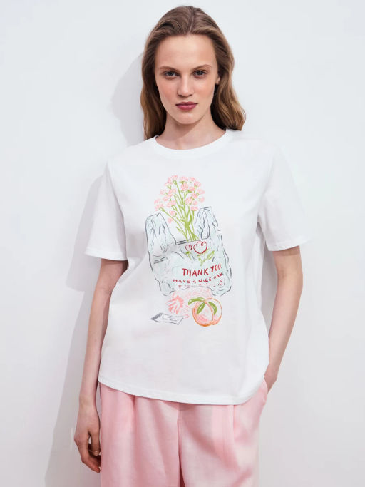 Футболка из хлопка с принтом ZR2605023411-2 / Zarina