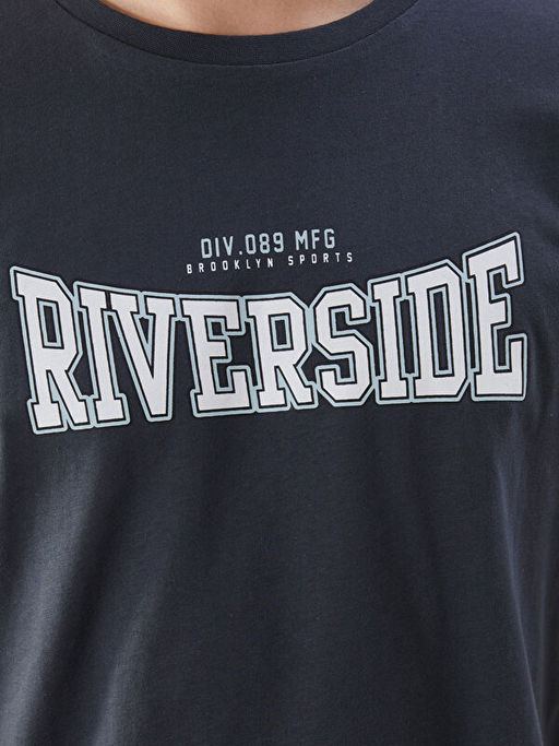 Bisiklet Yaka K?sa Kollu Bask?l? Penye Erkek Ti??rt