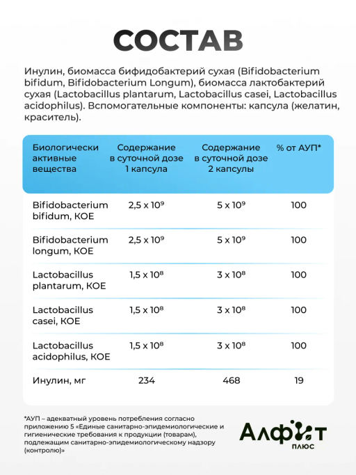 Бад СИНБИОТИК ПРОБИОТИК+ПРЕБИОТИК Алфит Плюс 2139  фото 4