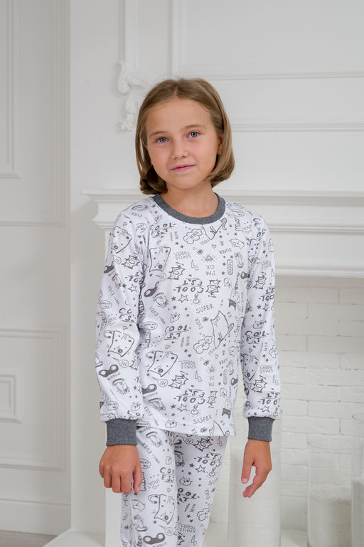 Пижама детская из интерлока Потешка котик темно серый - Амадэль фото 7