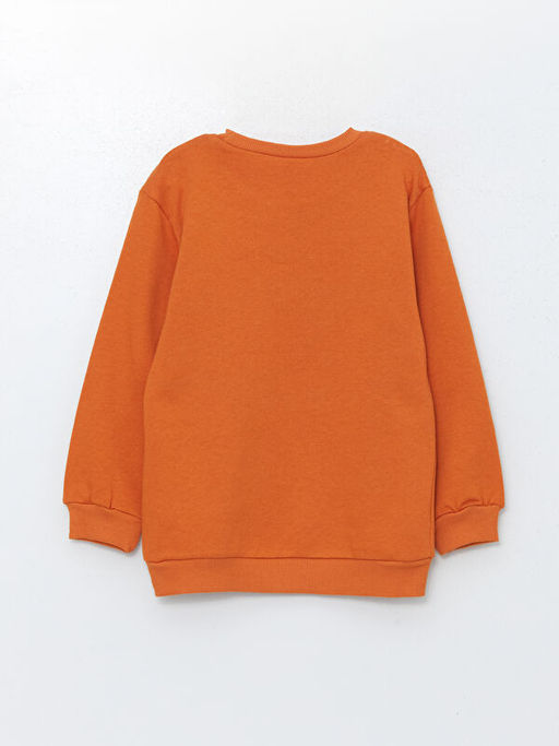 Bisiklet Yaka Bask?l? Erkek ?ocuk Sweatshirt