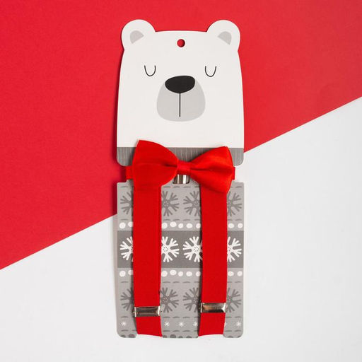 Набор детский KAFTAN Белый мишка подтяжки и галстук-бабочка, п/э  фото 2