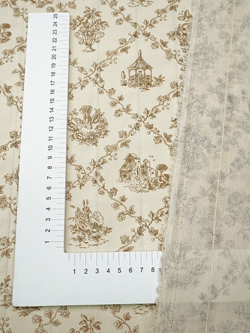 Фактурный хлопок с мережкой-полосой Летний прованс цв.коричневый, ш.1.45м, хл-100%, 90гр/м.кв - Купава фото 5