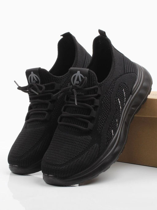 03-TEX-D01-05 BLACK Кроссовки летние мужские (текстиль)