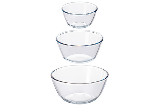 Набор салатников 3 пр. 800 мл 15*15*8 см + 1,6 л 19*19*9,5 см + 2,7 л 23*23*11 см "Crystal glass"