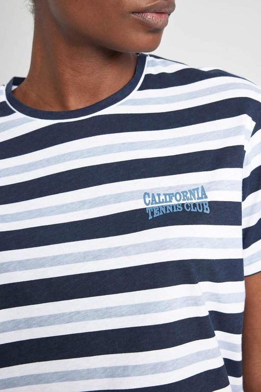 DeFactoFit Стандартная посадка, полосатая футболка с короткими рукавами для спортсменов с круглым вырезом  фото 8