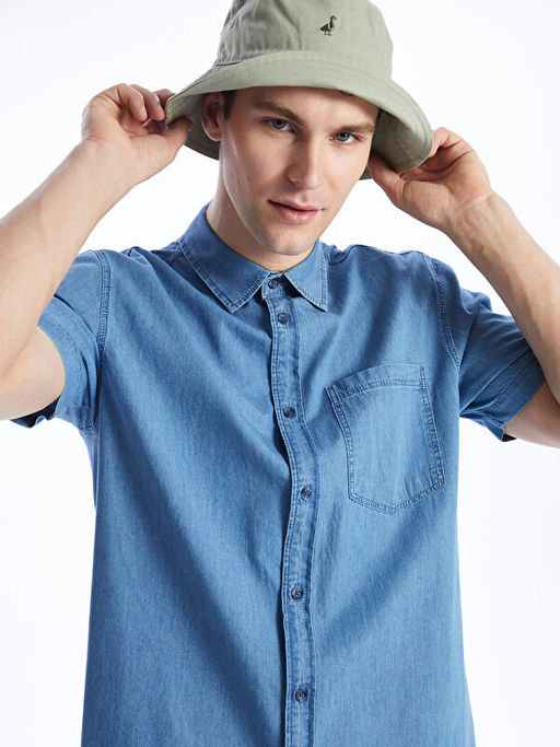 Regular Fit K?sa Kollu Erkek Jean G?mlek
