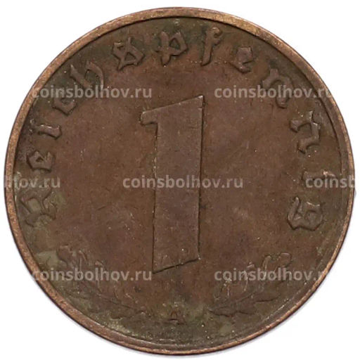 Монета 1 рейхспфенниг 1938 года A Германия