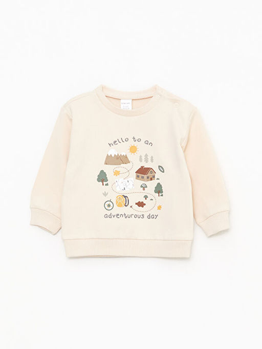 Bisiklet Yaka Uzun Kollu Bask?l? Erkek Bebek 2li Tak?m - Waikiki фото 2