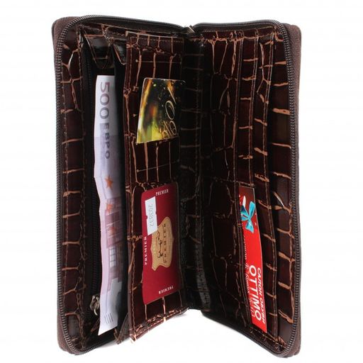 Портмоне женское Premier-S-39 н/к, 4 отд, 9 карм, коричневый крокодил крупный (3) 203832  фото 3