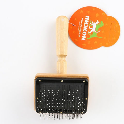 Щётка - пуходёрка деревянная Премиум с каплями, для длинношерстных животных, основание 80 х 60 мм - Пижон фото 5