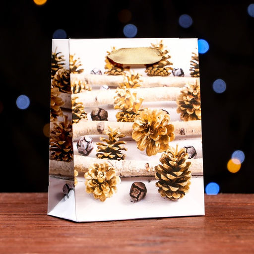 Цена за 12 шт. Пакет ламинированный Шишки золотые 11,5 х 14,5 х 6 см - Simaland фото 3