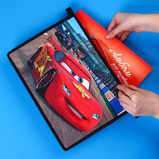 Папка д/тетрадей А4 молния сверху пластик ПМ-А4-29, Тачки