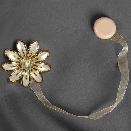 Цена за 3 шт. Подхват для штор Ромашка, d = 6 см, цвет бежевый/золотой - Арт узор фото 3