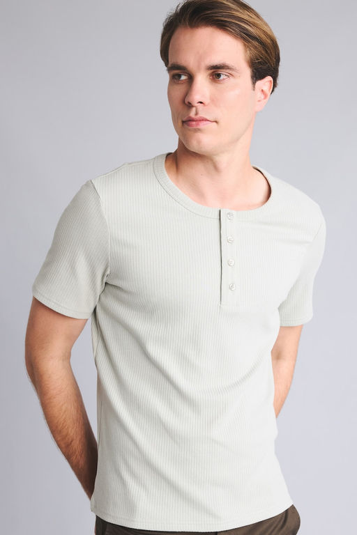 Sl_m F_t Pamuklu Fitilli Henley Yaka Ti__rt