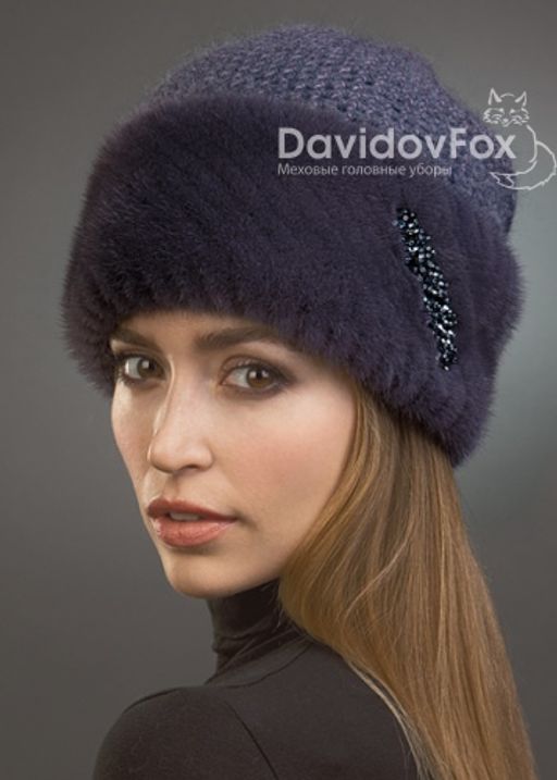 Шапка Лия норка трикотаж байкал