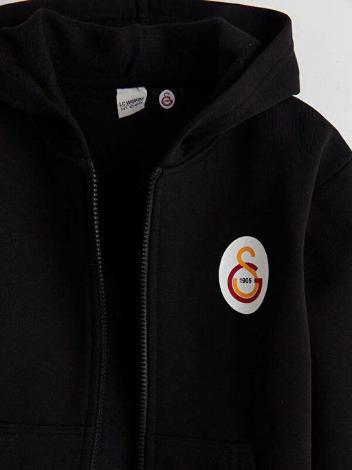 Kap??onlu Galatasaray Bask?l? Erkek ?ocuk Fermuarl? Sweatshirt