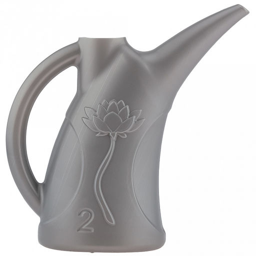 Лейка для комнатных растений пластмассовая 2л "Лотос", 27,5х11,5х29см, пищевой полиэтилен, серый (Россия)