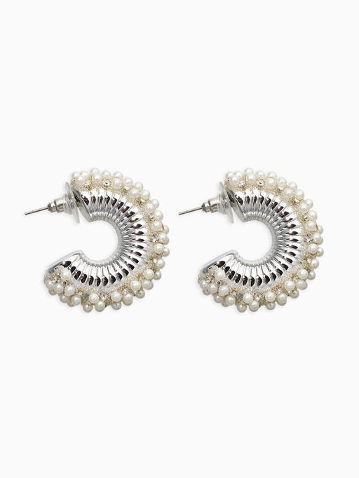 Серьги жемчуг "Россыпь", ссв, цвет белый в серебре