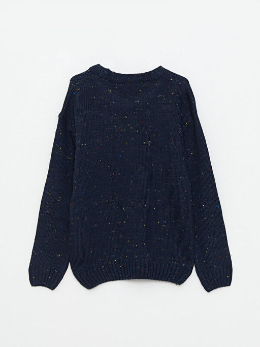 Bisiklet Yaka Uzun Kollu Kendinden Desenli Erkek ?ocuk Triko Kazak - Waikiki фото 2