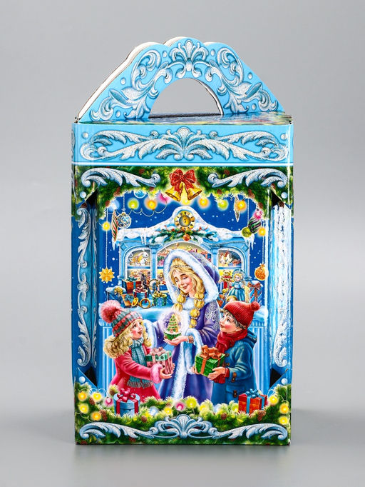 Цена за 2 шт. Подарочная новогодняя коробка «Новогодняя карусель» 15.8×15.8×23.5 см