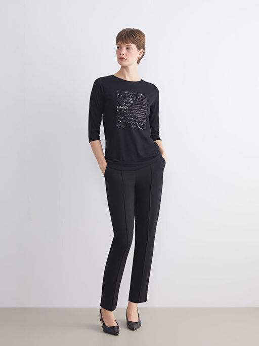 Bisiklet Yaka Pul ??lemeli Bluz