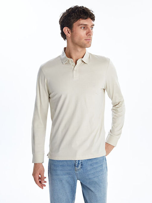 Polo Yaka Uzun Kollu Erkek Sweatshirt