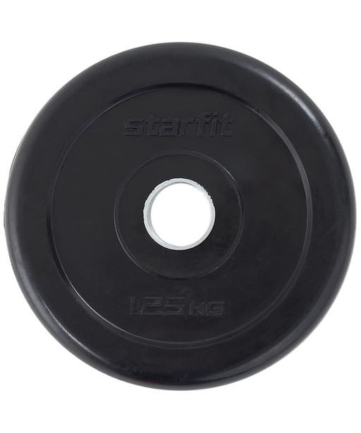 Диск обрезиненный STARFIT BB-202 1,25 кг, d=26 мм, стальная втулка, черный  фото 2