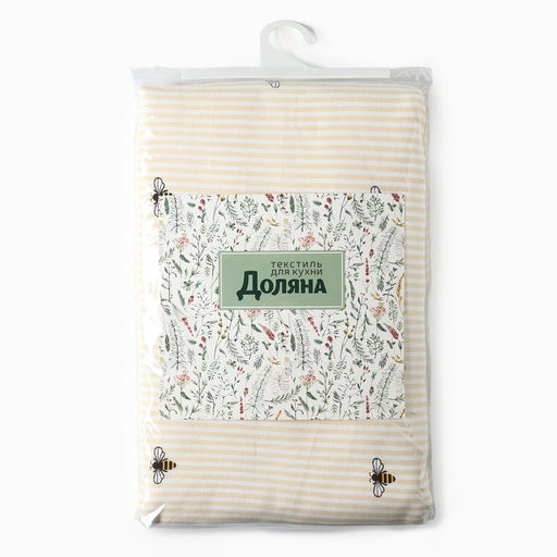 Шторы для кухни Доляна «Пчёлки», 150×180 см - 2 шт., рогожка 164 г/м², 100% хлопок