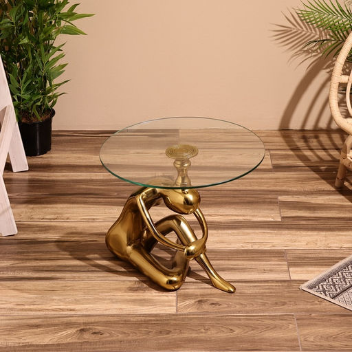 Столик кофейный, 50×50×46 см, алюминий, стекло