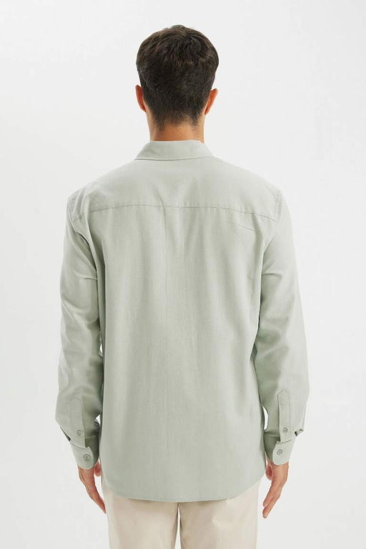 Оксфордская рубашка с воротником поло и длинным рукавом стандартного кроя - Defacto фото 6