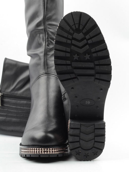 02-K66-D1 BLACK Сапоги зимние женские (натуральная кожа, натуральный мех (еврозима))