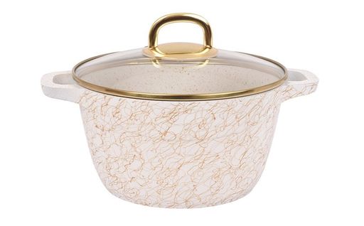 Кастрюля 4,5л со стеклянной крышкой, АП линия Грация (белый/золото) кбз45а - Kukmara фото 2