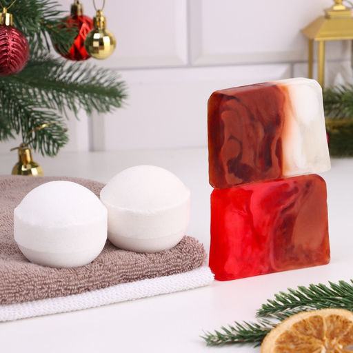 Набор 2 бомбочки Ваниль, Хвойный лес и 2 мыла Глинтвейн, Горячий шоколад - Добропаровъ фото 2