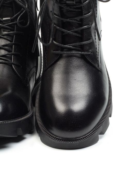 01-CYL94-D1 BLACK Ботинки демисезонные женские (натуральная кожа, байка)