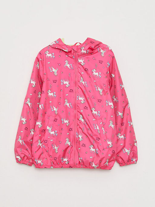 Kap??onlu Bask?l? K?z ?ocuk Mont